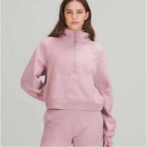 scuba oversized half zip hoodie pink taupe